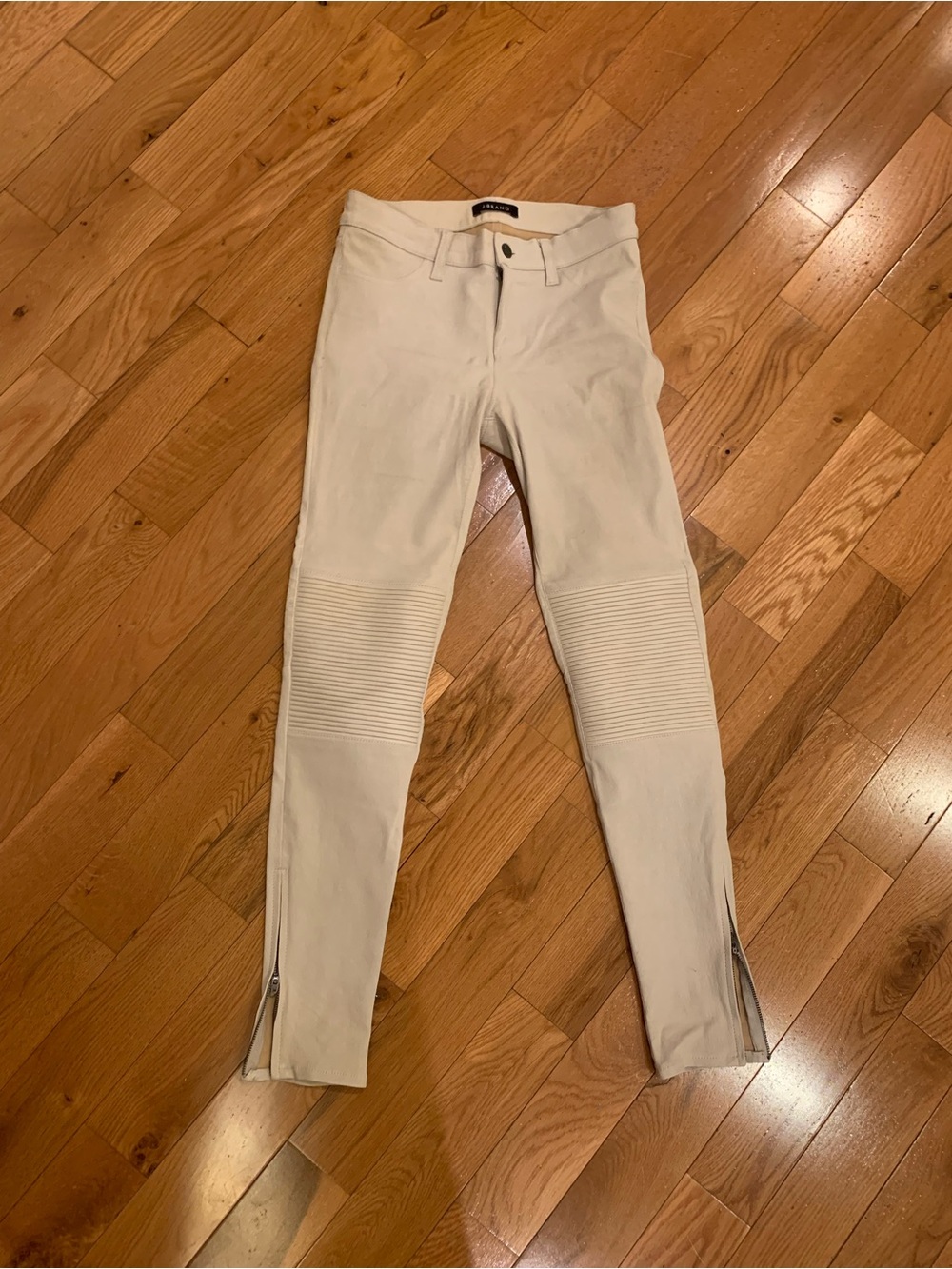 J Brand Midrise Skinny Beige Leather Pants Size 26